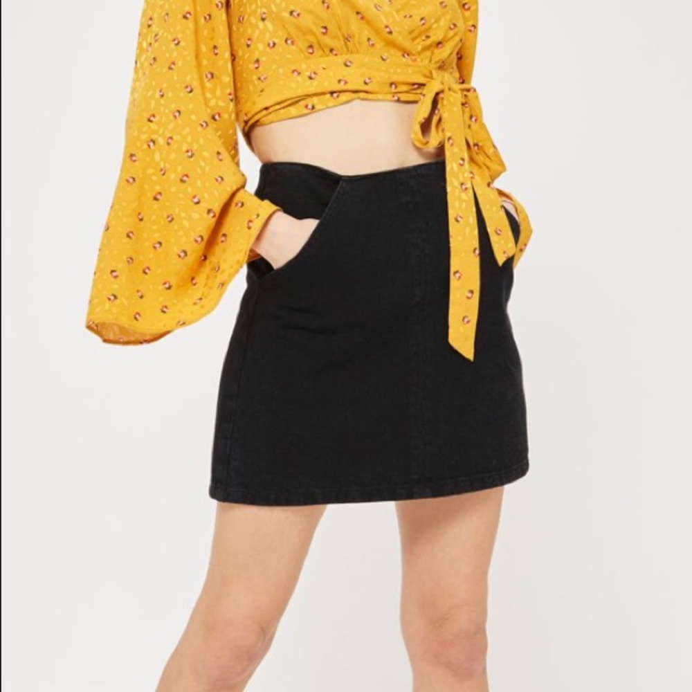 Brand New Topshop Black Denim Skirt